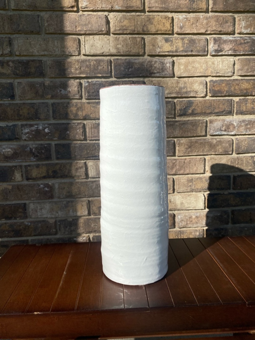 White Ceramic Cylinder Vase - Minimal Modern Accent